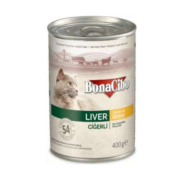 Bonacibo Soslu Ciğerli Yaş Yetişkin Konserve Kedi Maması 400 Gr. ürün görseli 1