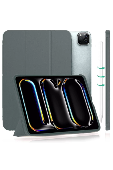 Apple Ipad Pro 11 M4 2024 11 Inç Tablet Uyumlu Flip Smart Standlı Akıllı Kılıf Smart Cover - Resim 3