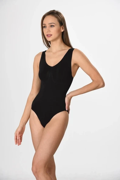 Kadın Beyaz Kalın Askılı Çıtçıtlı Body Korse Yeni Sezon ürün görseli 1