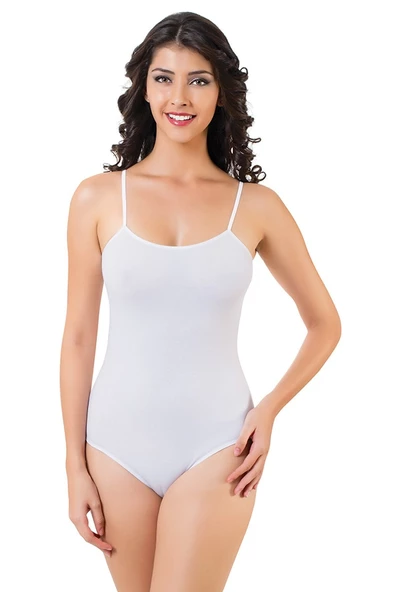 Seher Kadın Beyaz Pamuk İp Askılı Kancalı Body Zıbın 2'li Paket ürün görseli 1