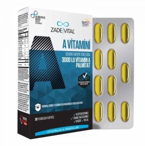 Zade Vital A Vitamini 3000 mg 30 Kapsül ürün görseli 1