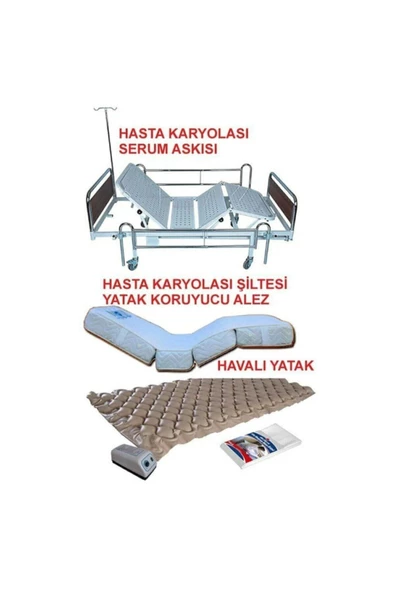 CSR 2 Motorlu Hasta Karyolası + 4 Parçalı Sünger Yatak + Havalı Yatak ürün görseli 1