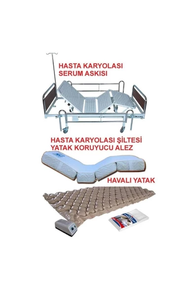 DURU HASTA YATAKLARI 2 Motorlu Hasta Karyolası+ Hasta Yatağı + Baklava Dilimli Havalı Yatak 3 Ürün Bir Arada ürün görseli 1