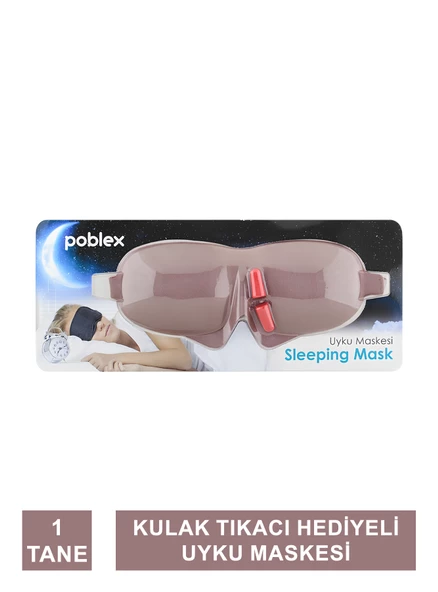 Poblex Uyku Maskesi Kahverengi - Kulak Tıkacı HEDİYE ürün görseli 1