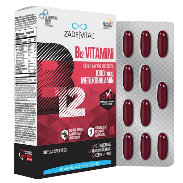 Zade Vital B12 Vitamini 30 Kapsül ürün görseli 1