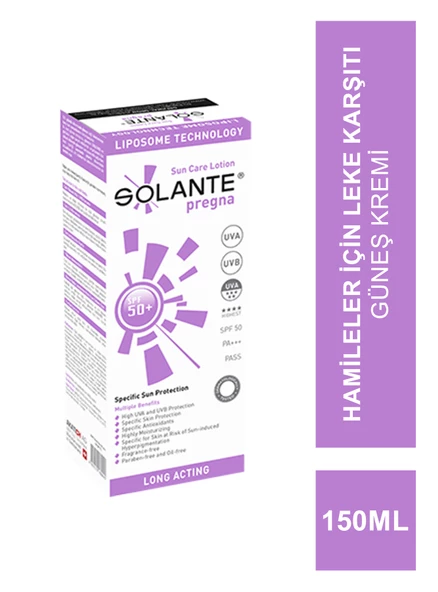 Solante Pregna SPF 50+ Güneş Losyonu 150ml Hamilelere Özel Güneş Koruyucu ürün görseli 1
