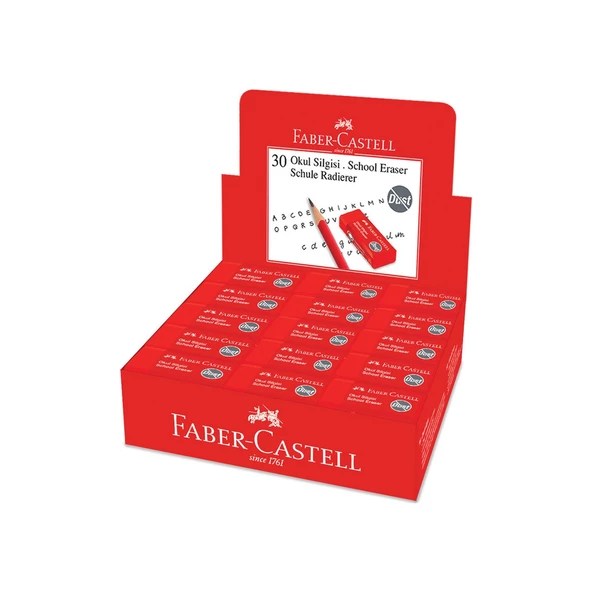 Faber Castell Okul Silgisi Kırmızı Pkt 30lu ürün görseli 1