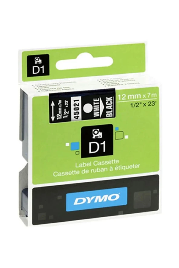 Dymo D1 Şerit Standart 12 MM x 7 Metre Siyah Üzerine Beyaz 45021 ürün görseli 1