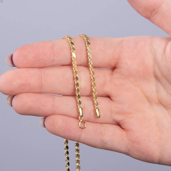14 Ayar 50 cm Pullu Altın Zincir Kolye 4,13 gr - Resim 6