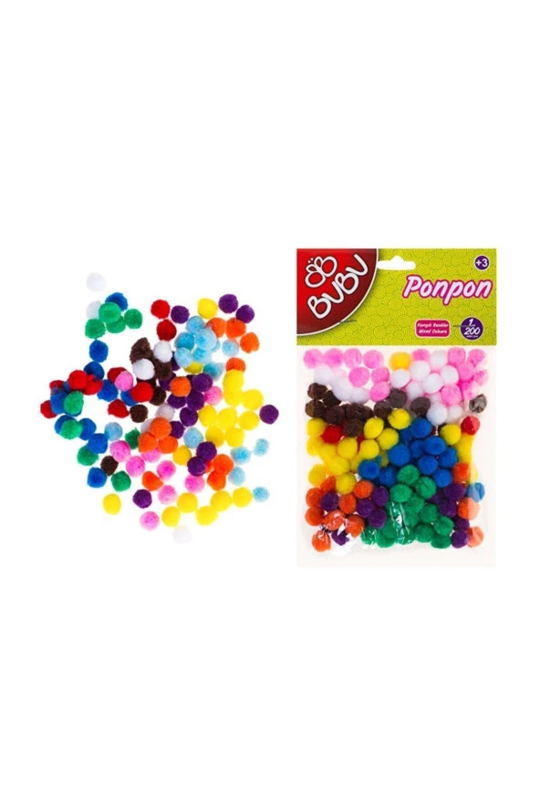 Bu-Bu Ponpon 1 Cm 200'Lü Karma 10 Renk ürün görseli 1