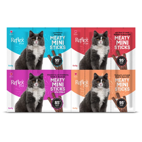 Reflex Plus Meaty Mini Sticks Kedi Ödül Maması 5 Adet x 2 gr x 4 Çeşit ürün görseli 1