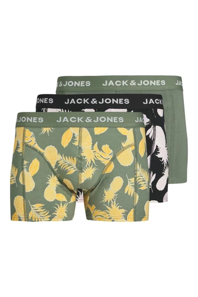 Jack&Jones Erkek Boxer 3'lü Set - Minimalist Ananas Desenli Rahat Boxer ürün görseli 1
