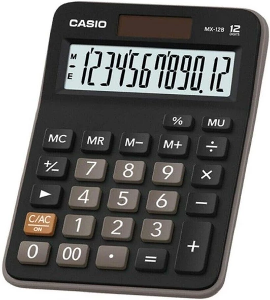 Casio Mx-12B-Bk-W-Dc Casio Ekononik Hesap Makinesi, Siyah ürün görseli 1