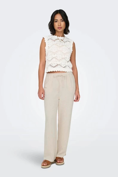Only Kadın Minimalist Keten Bol Paça Pantolon - Rahat ve Şık ürün görseli 1