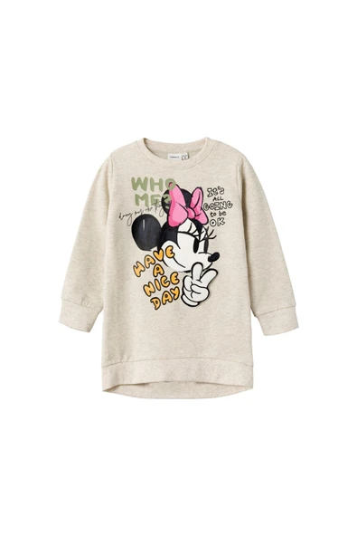 Minnie Mouse Baskılı Oversize Kız Çocuk Sweatshirt-Günlük Kullanım ürün görseli 1