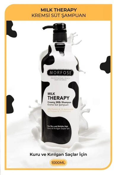 Morfose Milk Therapy Şampuan 1000 ml - Süt Proteinli, Onarıcı, Besleyici Etki ürün görseli 1