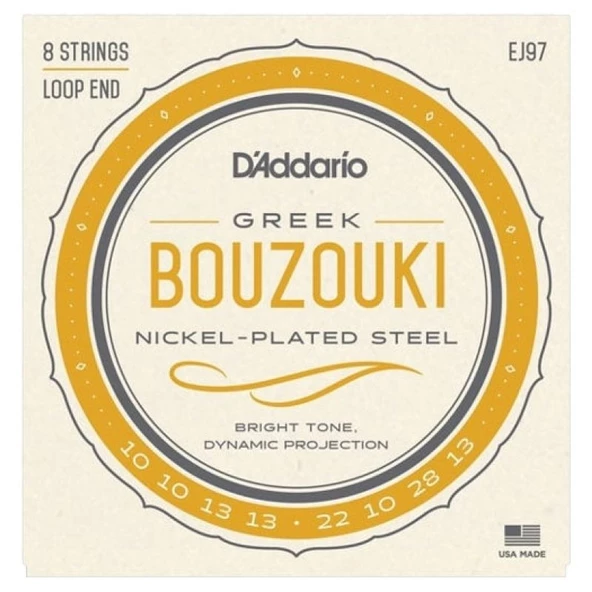 Daddario Ej97 Buzuki Tel Seti, 8’Li Takım, Nickelplated Steel Wound ürün görseli 1