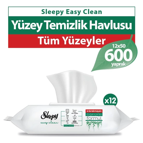 Sleepy Easy Clean Yüzey Temizlik Havlusu 12X50 (600 Yaprak) ürün görseli 1
