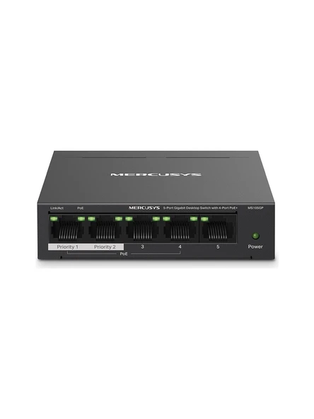 Mercusys MS105GP 4 Port 10/100/1000 Mbps Gigabit Switch ürün görseli 1