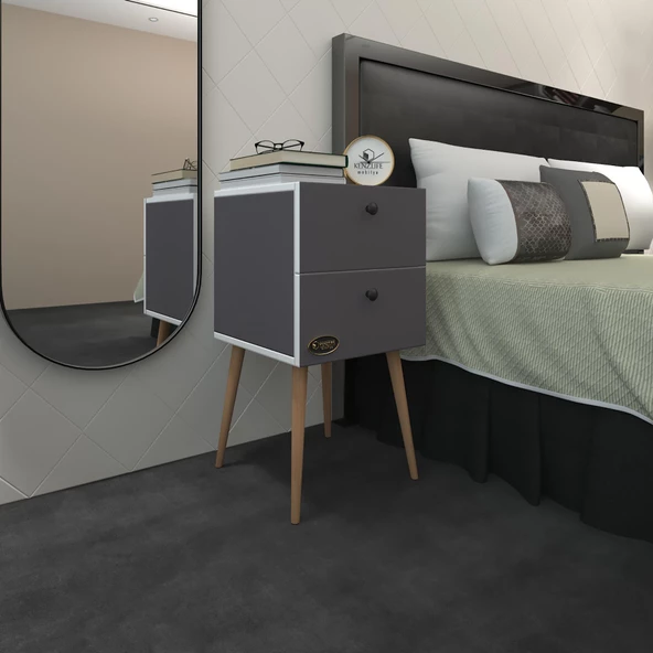 Kenzlife komodin hanami gri 74*39*39 komidin ahşap ayaklı kitaplık ayakkabılık kapaklı arkalıklı ürün görseli 1