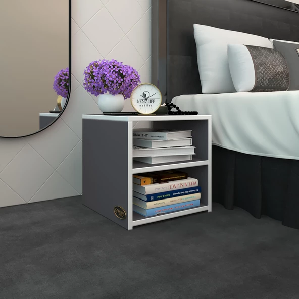 Kenzlife komodin meydey gri 39*39*39 komidin kitaplık ayakkabılık ürün görseli 1