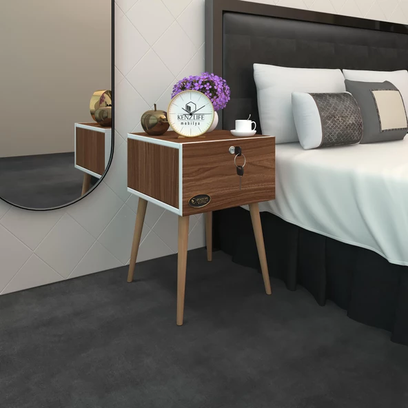 Kenzlife komodin kazuki cvz 60*39*39 komidin ahşap ayaklı kitaplık ayakkabılık kapaklı arkalıklı ürün görseli 1