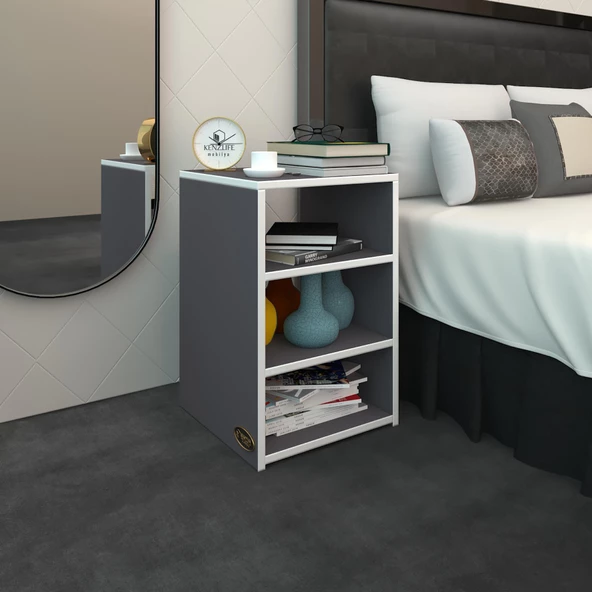 Kenzlife komodin panpan gri 60*39*39 komidin kitaplık ayakkabılık ürün görseli 1