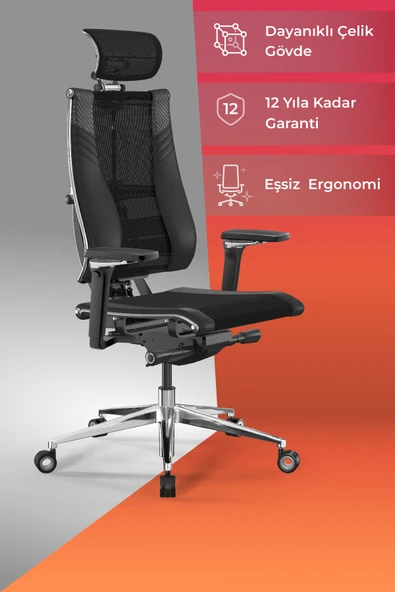 Metta Yoga Ergonomik Koltuk | Bel Destekli, Tekerlekli, Fileli Sırt Destekli, Yönetici Koltuğu - CC.F.15.13A ürün görseli 1