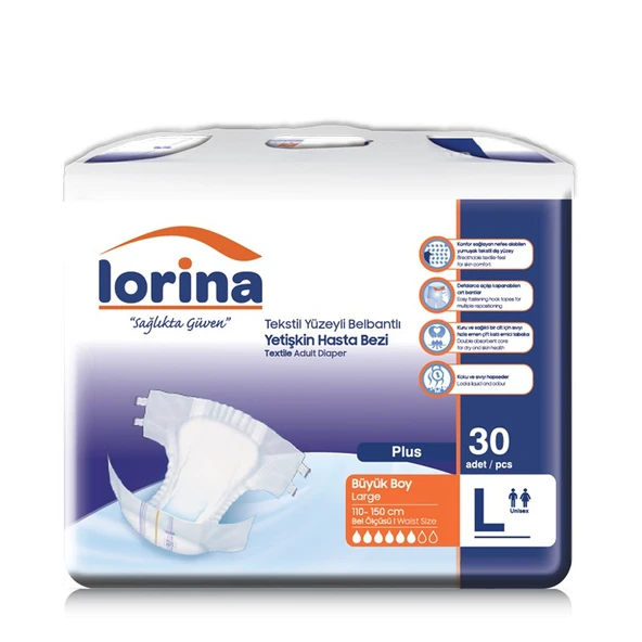 Lorina Belbantlı  Büyük Boy L 30 lu 2 Adet Hasta Bezi ürün görseli 1