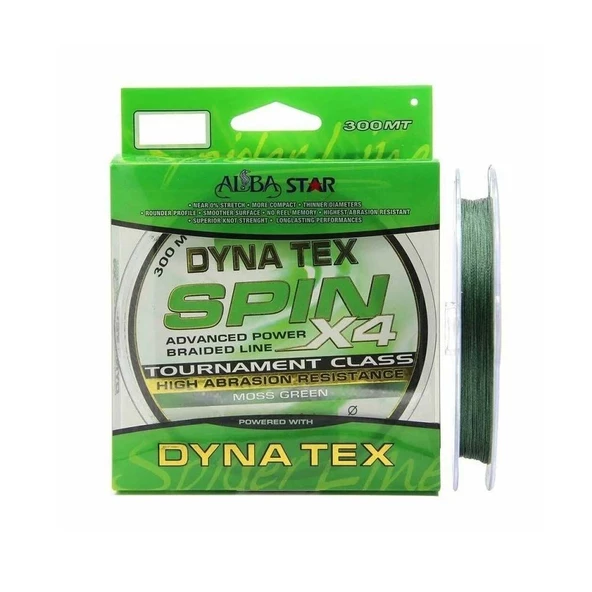 Albastar Dyna Tex Spin 4x 0.30 mm 300m 4 Örgü İp Misina Yeşil 18.16 kg Çeker ürün görseli 1