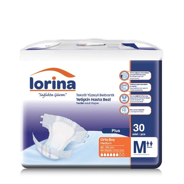 Lorina 6 Damla Belbantlı Orta Boy (M) 30'lu Hasta Bezi ürün görseli 1