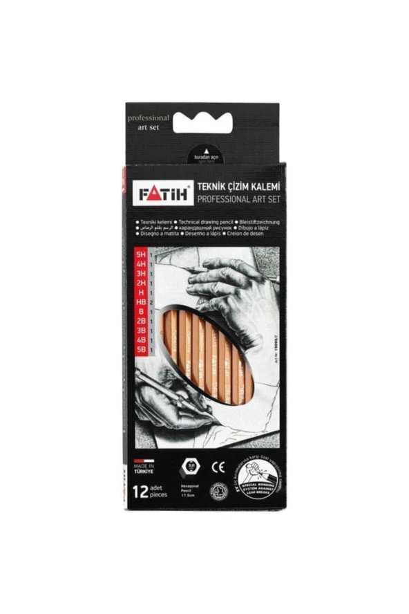 Fatih Kurşun Kalem Dereceli Kalem Professional Çizim Kalem Seti 12 Li Blister ürün görseli 1