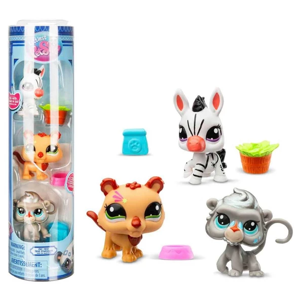 Littlest Pet Shop Minişler 3’lü Figür Seti S2 - Zebra – Aslan – Maymun 00597 ürün görseli 1