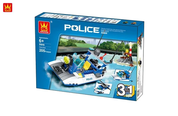 Wange 51015 427 Parça Polis Sahil Güvenlik Botu 3ın1 ürün görseli 1