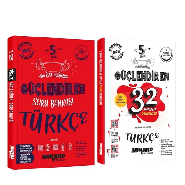 Ankara Yayıncılık 5.Sınıf Türkçe Güçlendiren Soru Bankası ve 32 Haftalık Deneme Seti 2 Kitap ürün görseli 1