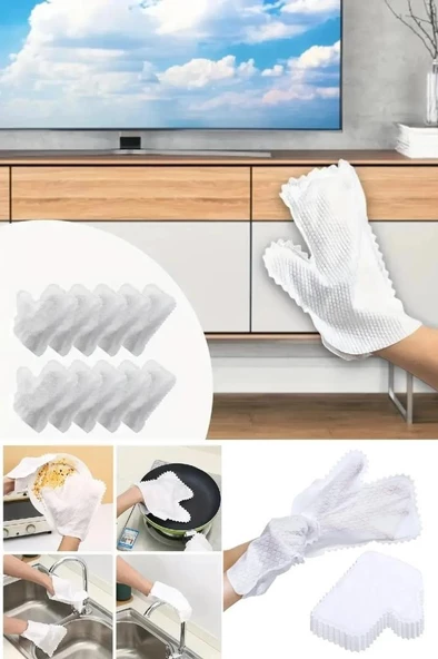 10 Adet Mikrofiber Toz Alma Bez Eldiveni Mutfak Banyo Mobilya Bulaşık Cam Oto Temizlik Yıkama Bezi ürün görseli 1