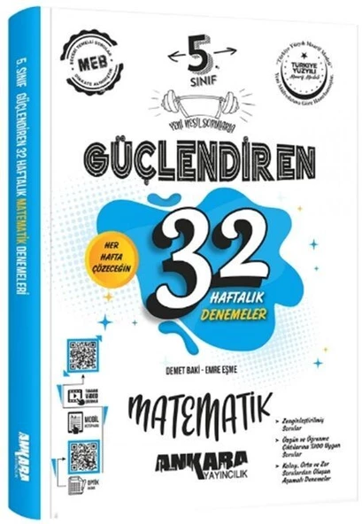 5. Sınıf Matematik Güçlendiren 32 Haftalık Denemeleri Ankara Yayıncılık ürün görseli 1