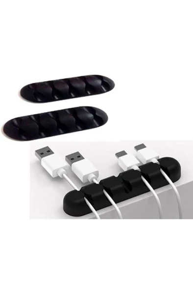 3 lü 5 Kanallı Kablo Fiş Tutucu Düzenleyici Yapışkanlı Masa Şarj Usb Kablosu Tutucu Toparlayıcı ürün görseli 1