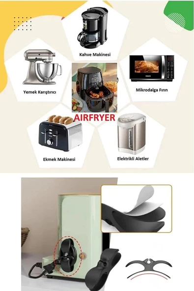 2 li Yapışkanlı Duvar Kablo Sabitleyici Düzenleyici Airfryer Kahve Tost Makinesi Fiş Tutucu Toparlayıcı ürün görseli 1
