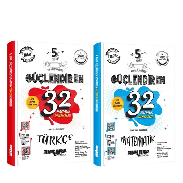 Ankara Yayıncılık 5.Sınıf Türkçe ve Matematik Güçlendiren 32 Haftalık Deneme Seti 2 Kitap ürün görseli 1