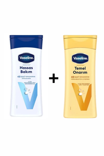 Vaseline Vücut Losyonu Temel Onarım Kuru Ciltler İçin 200 ml ve Hassas Bakım Kuru Çok Kuru ve Hassas Ciltler İçin 200 ml ürün görseli 1