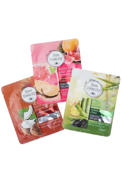 Bee Beauty Kağıt Maske 3'lü 25 ml Cilt Bakım Seti ürün görseli 1