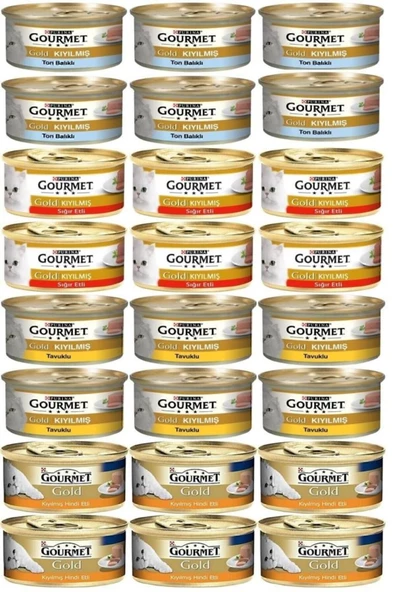 Gourmet Gold Karışık Kıyılmış Konserve Yetişkin Kedi Yaş Maması 24 x 85 G ürün görseli 1