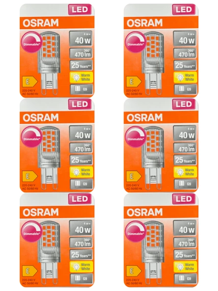 Osram 4W (40W) 2700K (Sarı Işık) G9 Duylu Dim Edilebilir Led Kapsül Ampul (6 Adet) ürün görseli 1