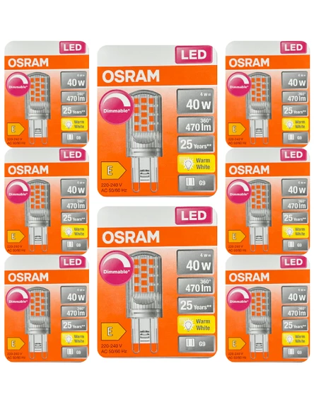 Osram 4W (40W) 2700K (Sarı Işık) G9 Duylu Dim Edilebilir Led Kapsül Ampul (8 Adet) ürün görseli 1