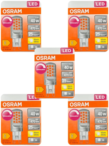 Osram 4W (40W) 2700K (Sarı Işık) G9 Duylu Dim Edilebilir Led Kapsül Ampul (5 Adet) ürün görseli 1