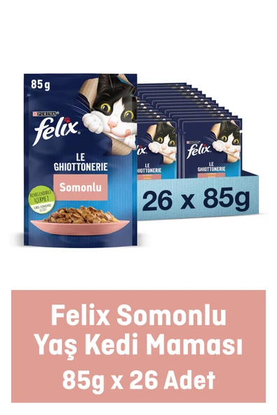 FELIX Somonlu Yaş Kedi Maması 26 Adet X 85 Gr. ürün görseli 1