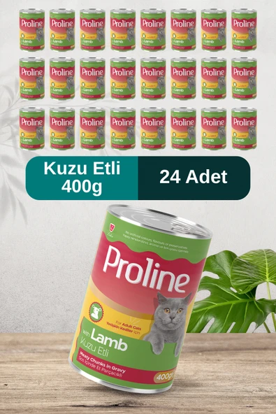 Pro Line Kuzu Etli Sos İçinde Et Parçacıklı Kedi Konservesi 400g x 24 Adet ürün görseli 1