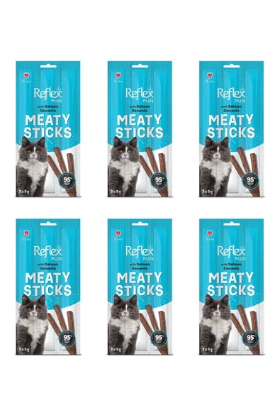 Meaty Sticks Somonlu Kedi Ödül Maması 3x5 Gr - 6 Paket ürün görseli 1