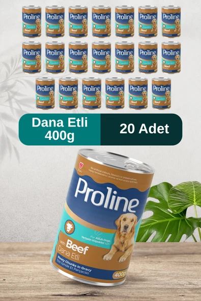 Pro Line Dana Etli Sos İçinde Et Parçacıklı Köpek Konservesi 400g x 20 Adet ürün görseli 1